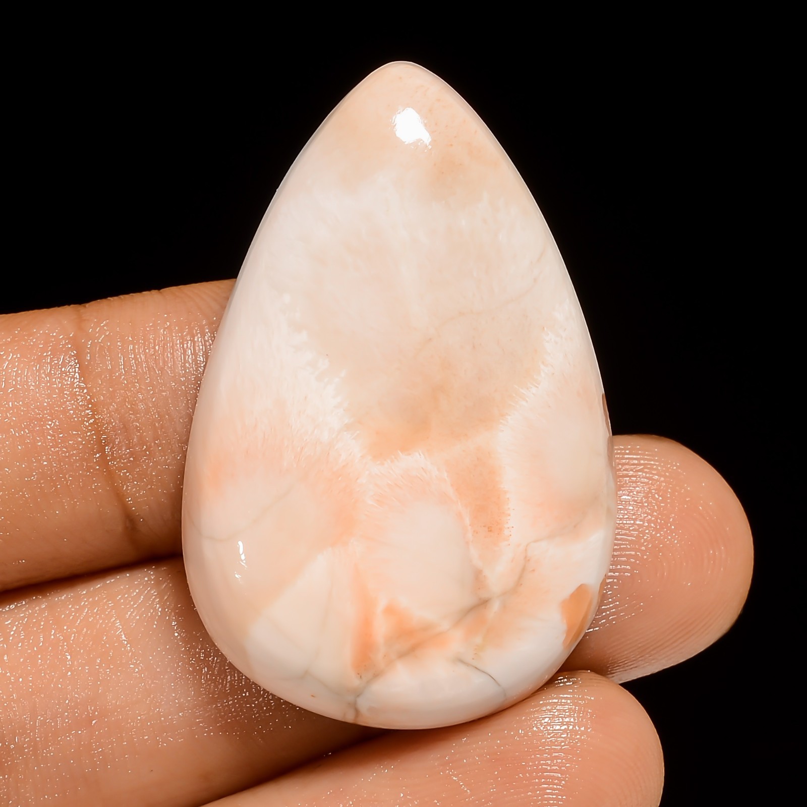 100% Natural Pink Scolecite Loose Gemstone Pear Shape Cabochon 41 Ct 37X24X7 mm