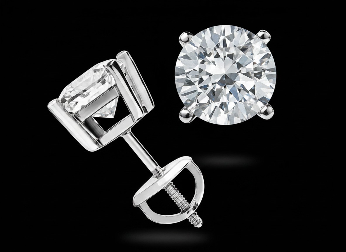 2.00 CT ROUND CUT GRA MOISSANITE EARRINGS 14K SOLID WHITE GOLD STUDS SCREW-BACK