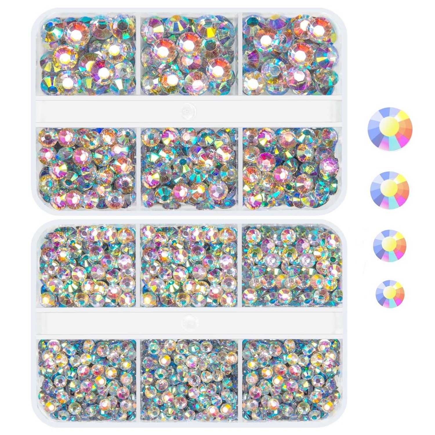qiipii Crystal AB Resin Rhinestones 3mm 4mm 5mm 6mm White AB Flatback Stones …