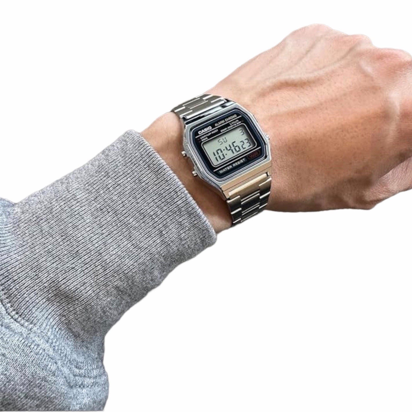Casio A158WA-1 Vintage Digital Watch Silver LED Alarm Chronograph Unisex