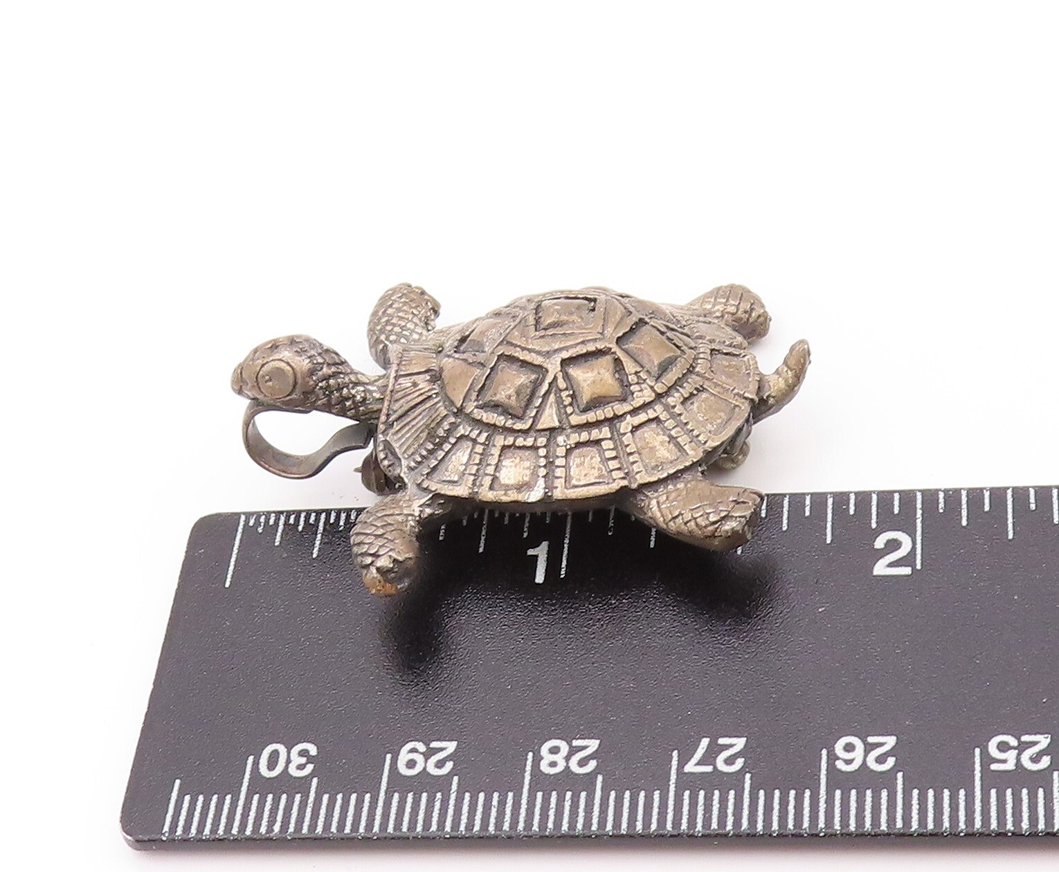 925 Sterling Silver Vintage Brooch Dark Tone Carved Walking Turtle BP11520