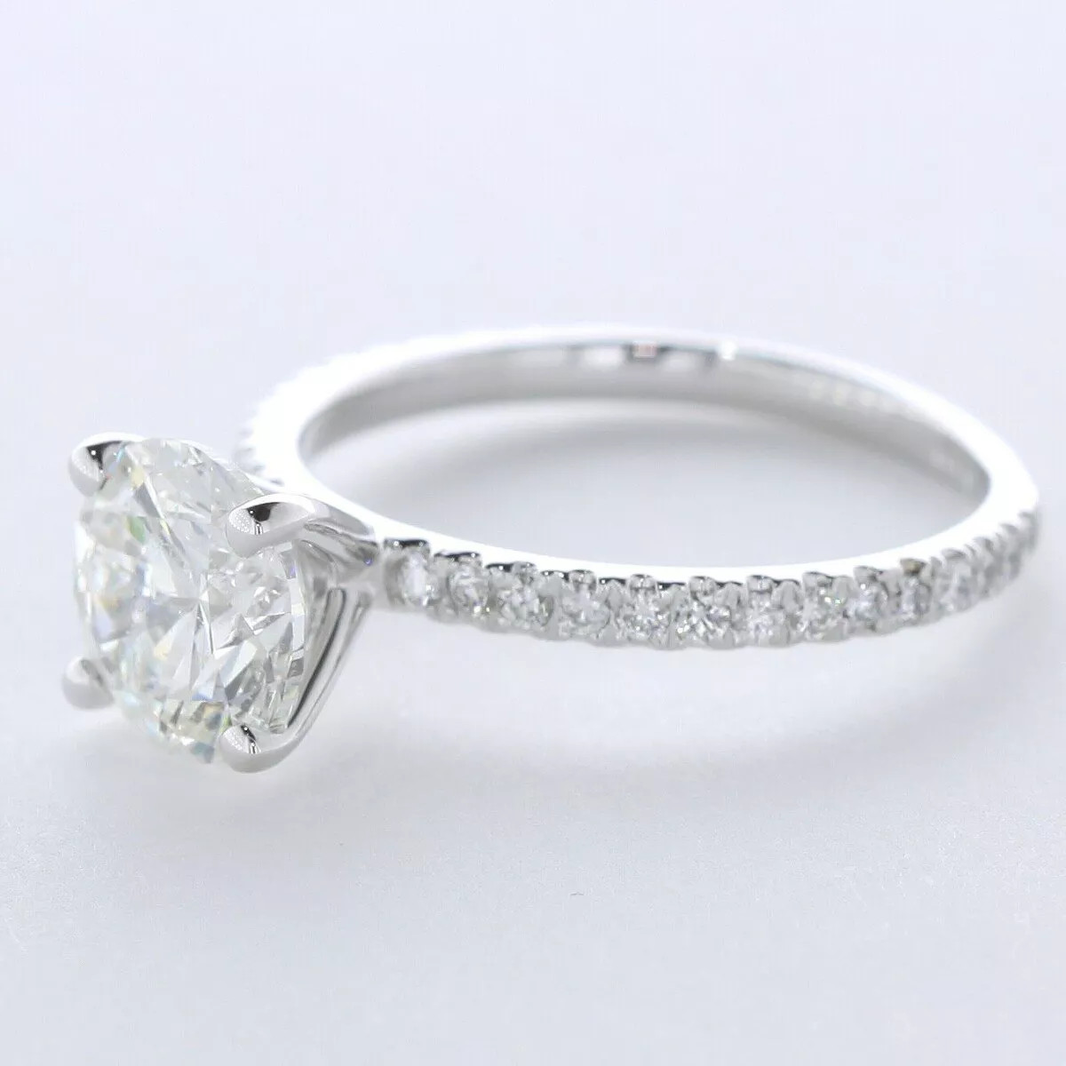 Side Stone Engagement Ring 14K Gold Petite 2.03 CT Round Lab-Grown Diamond E SI1