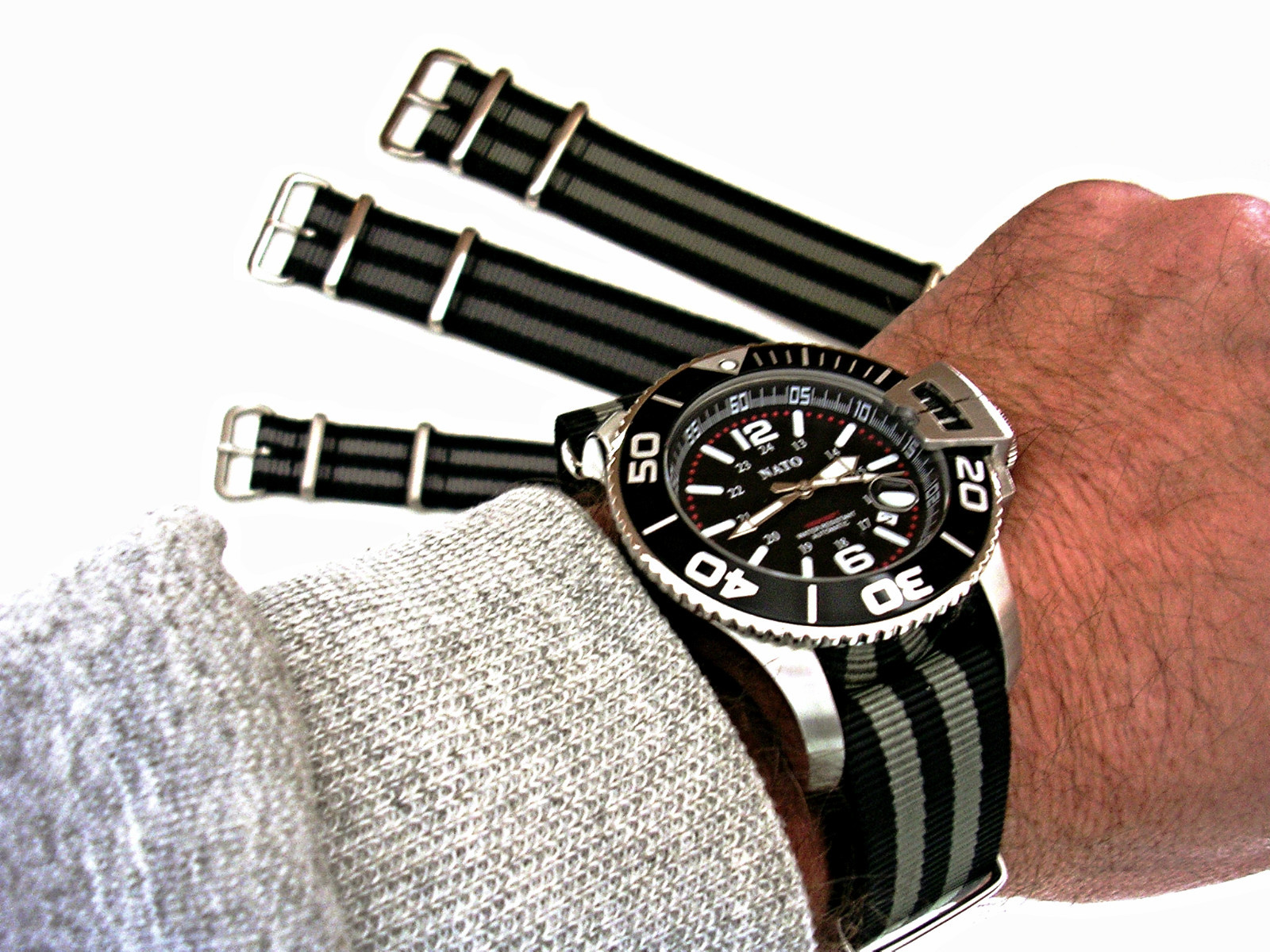 NATO G10 ® Black Grey HD nylon Military Dive watch band RAF strap bond IW SUISSE