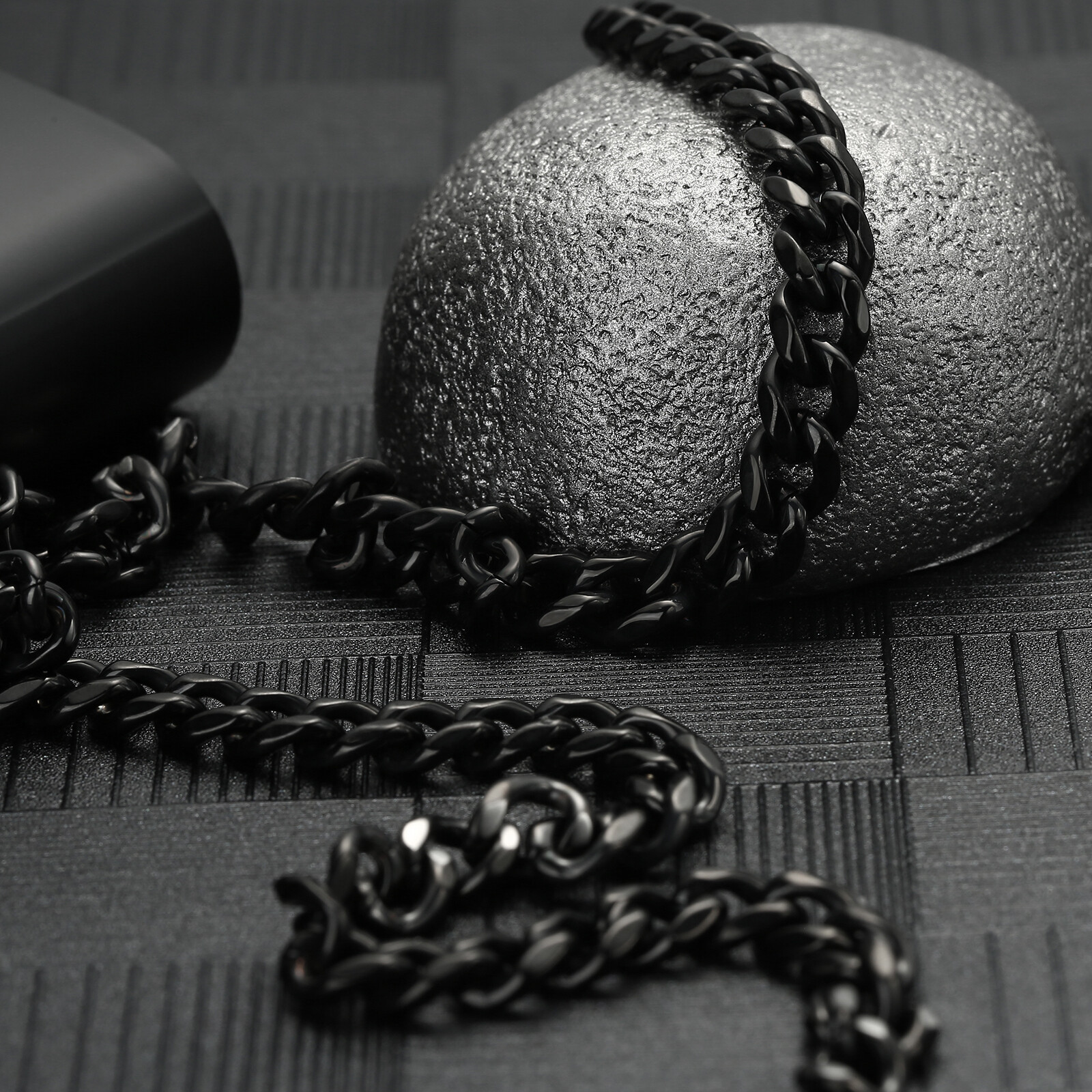 Basic Punk Stainless Steel 7mm Cuban Necklaces Bracelet For Men Women Black