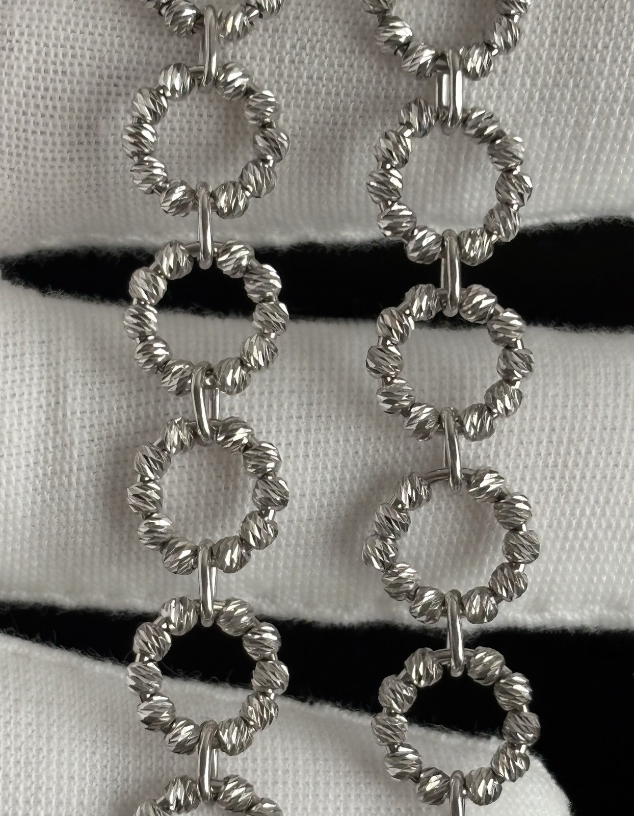 Sterling Silver ITALY RCI Diamond Cut Bead Ball Circle Link Chain Necklace 925