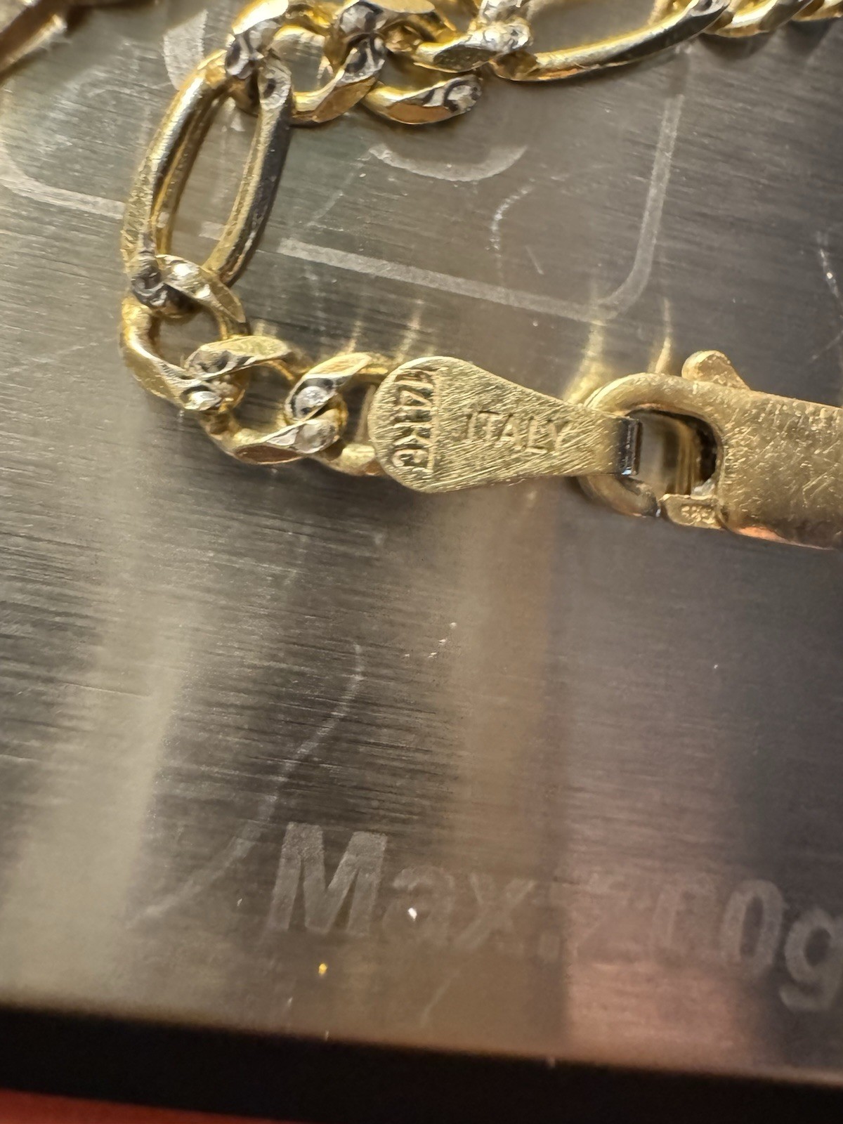 Vintage 14K Yellow Gold Figaro Link Bracelet 7 1/8″ Italy 3.24g