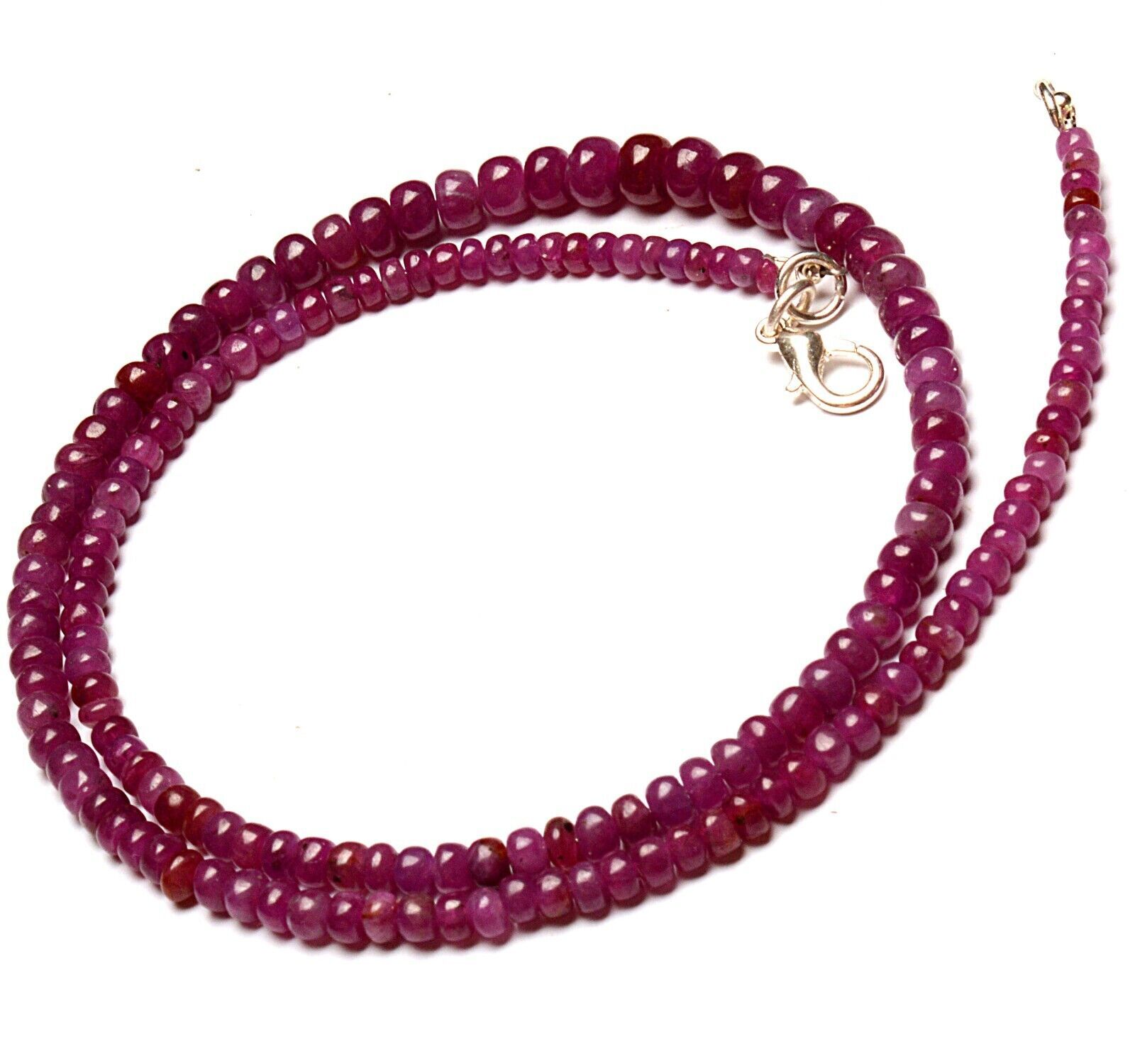 Natural Myanmar Ruby Gem 3 to 6 mm Size Smooth Rondelle Beads Necklace 18″