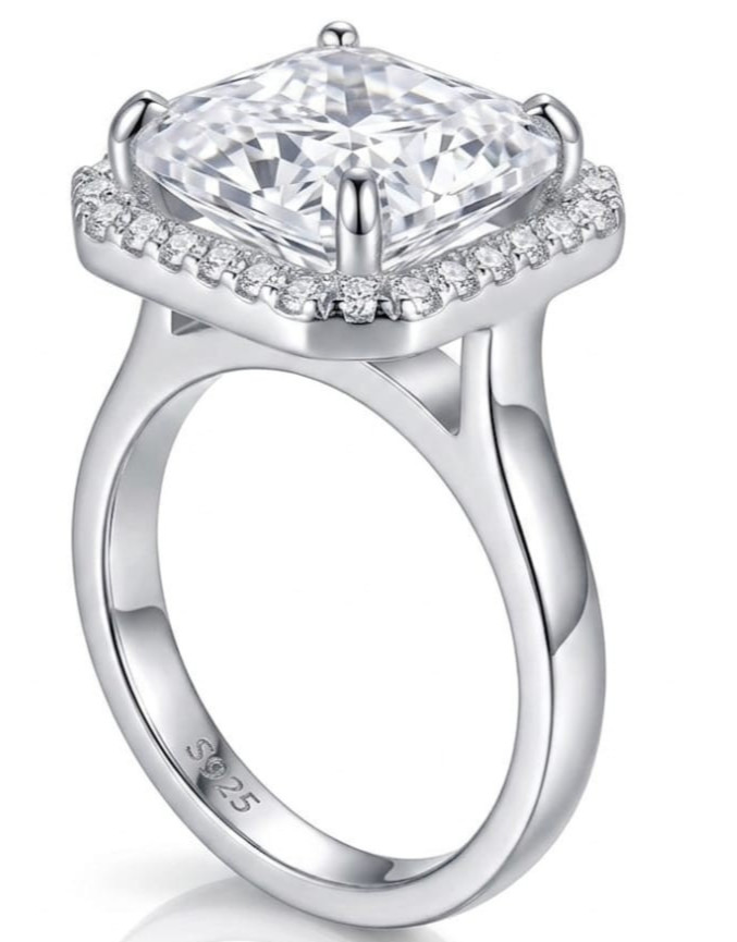 RARE 8.00 Ct Certified Radiant Cut White Natural Diamond Ring White Gold Finish
