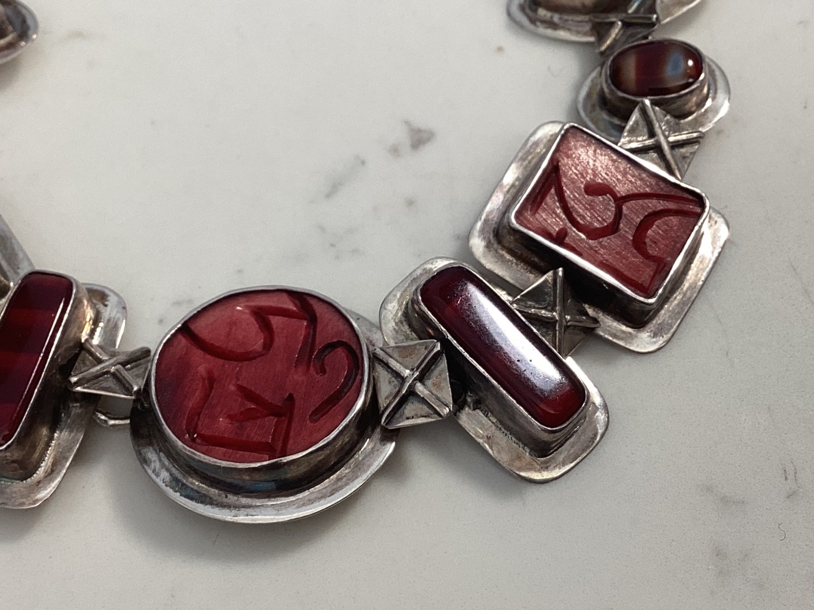 SIGNED JLR JANICE LEE RIPLEY NATIVE AMERICAN INDIAN STERLING SILVER &GENSTONE NR
