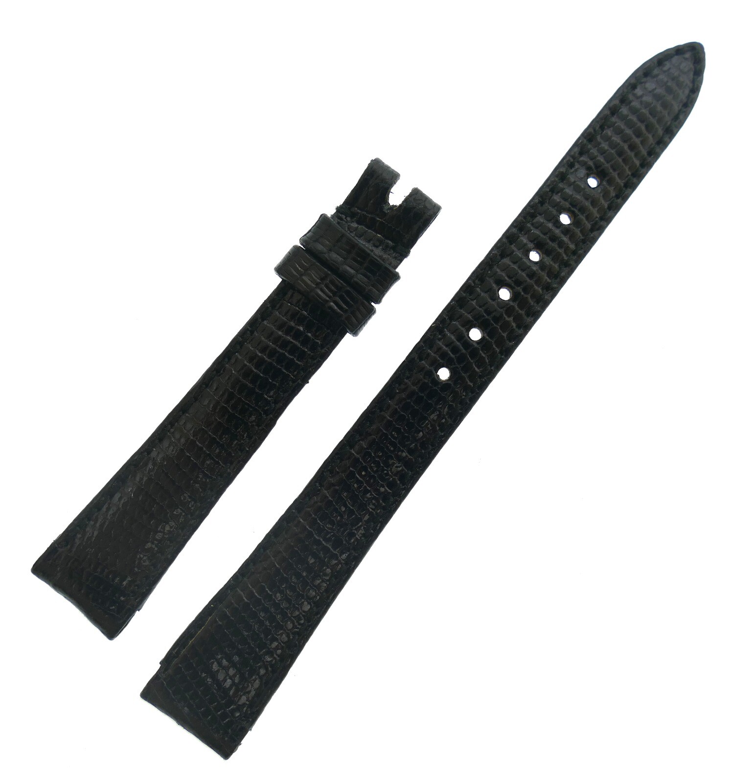 LADIES ROLEX 13mm BLACK GENUINE LIZARD LEATHER WATCH STRAP NOS