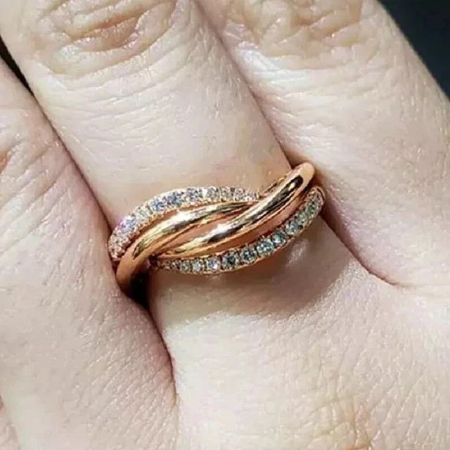 Simulated Round Cut Diamond Fancy Engagement Band Ring 14K Yellow Gold Plated