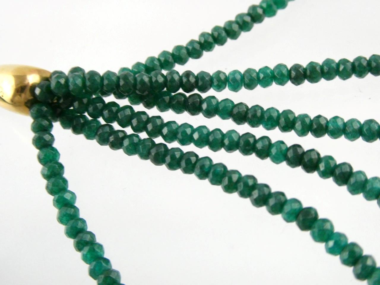 Gilded Sterling Silver Faceted Green Onyx Tassel Hook Earrings 925 18.7g 3.75 In