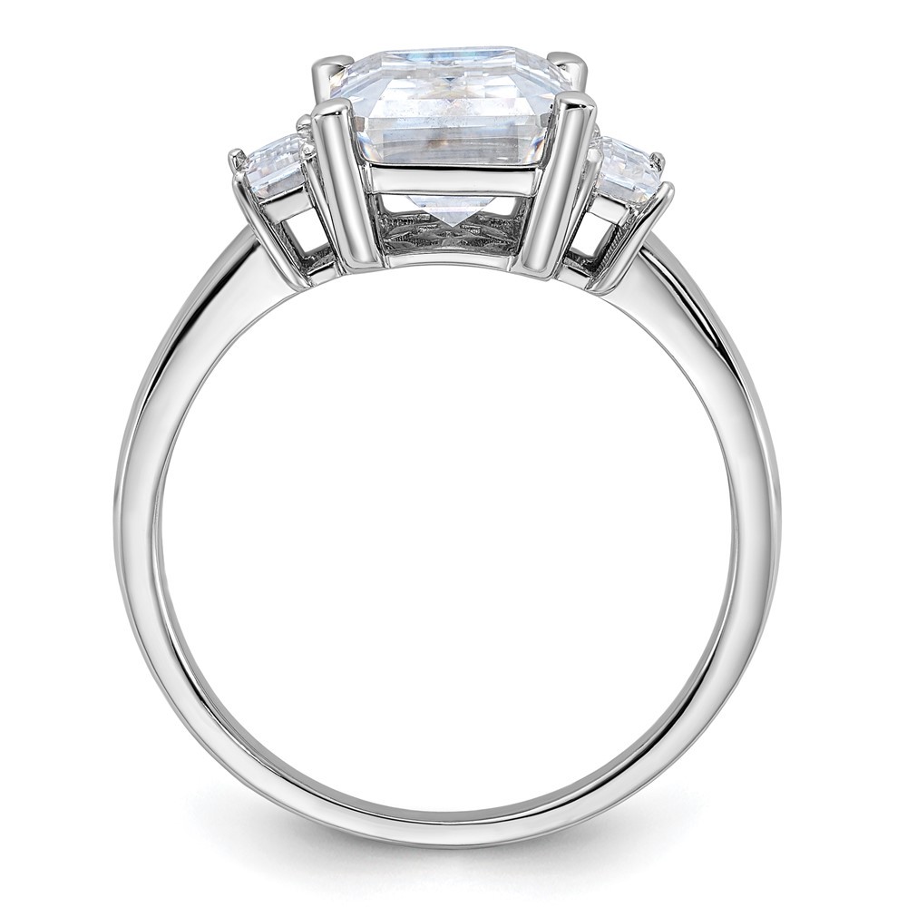 14kw 3 7/8ct. Three Stone D E F Pure Light Moissanite Engagement Ring