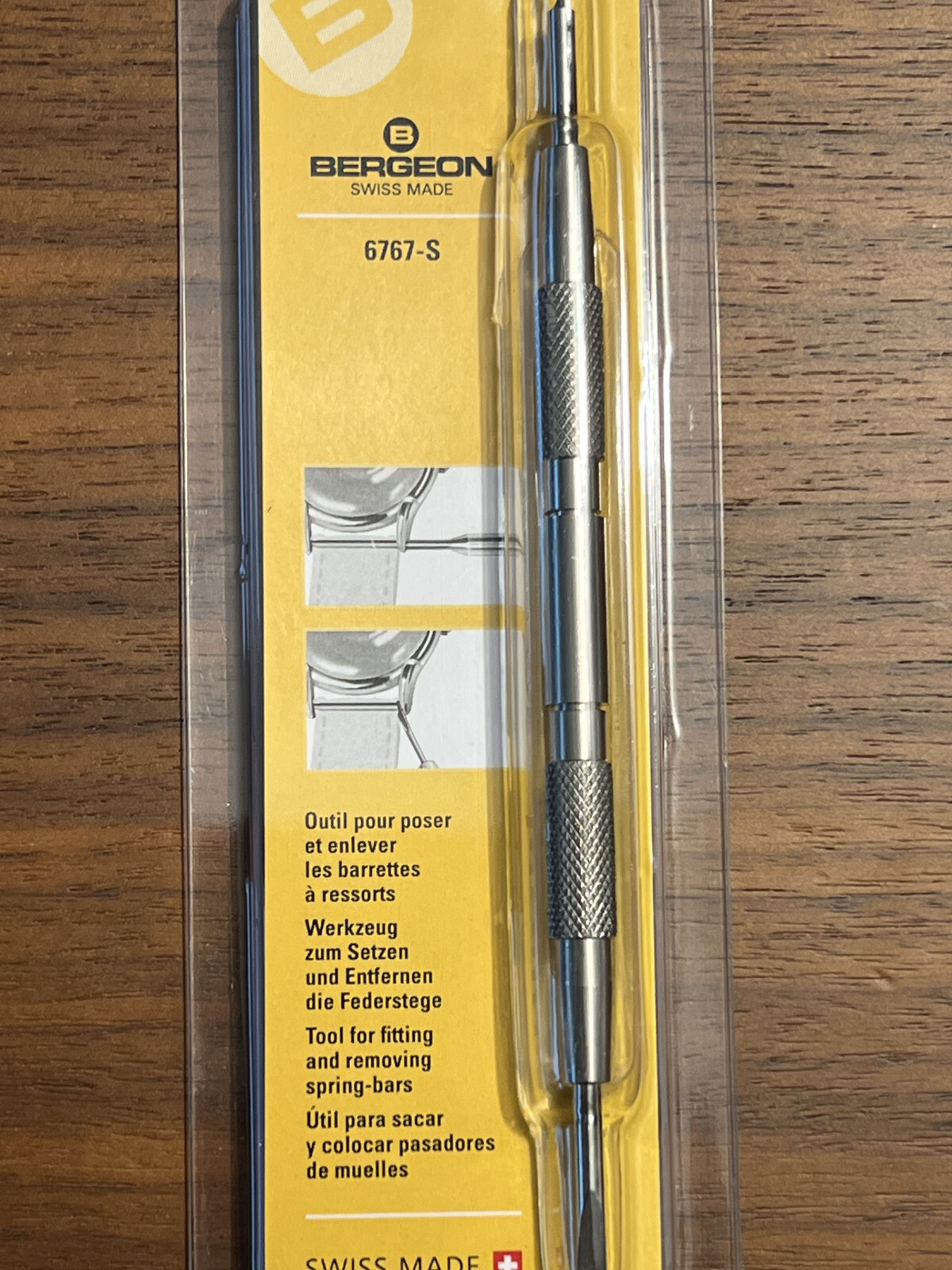 Bergeon 6767-S Spring Bar Tool for Watch Straps, Swiss Made Watch Band Remover