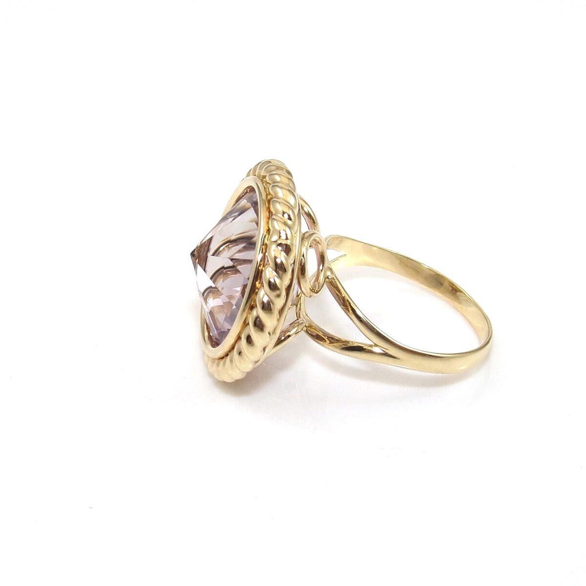 Milor Italy 14K Yellow Gold Purple Amethyst Dome Cocktail Ring Size 7.5