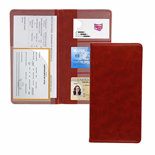 UYYE Auto Car Registration and Insurance Documents Holder – PU Leather Red