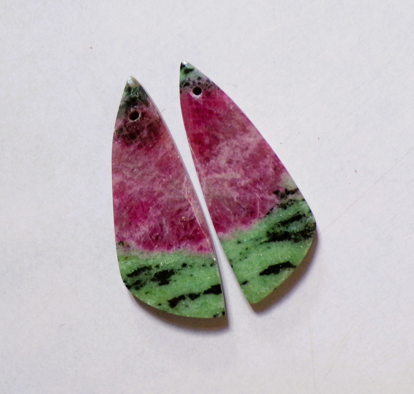 47.65 Cts Natural Ruby Zoisite Drilled Cabochon Match Pair Gemstone 40X15MM D200
