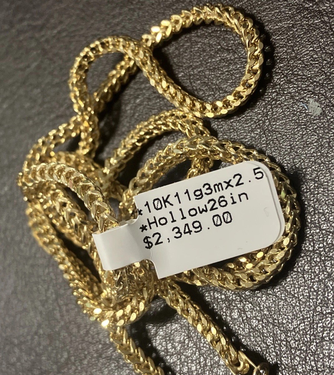 10k Franco Real Gold Semi-Solid/Hollow Chain 11grams 26” 3×2.5mm Starz Brand NWT