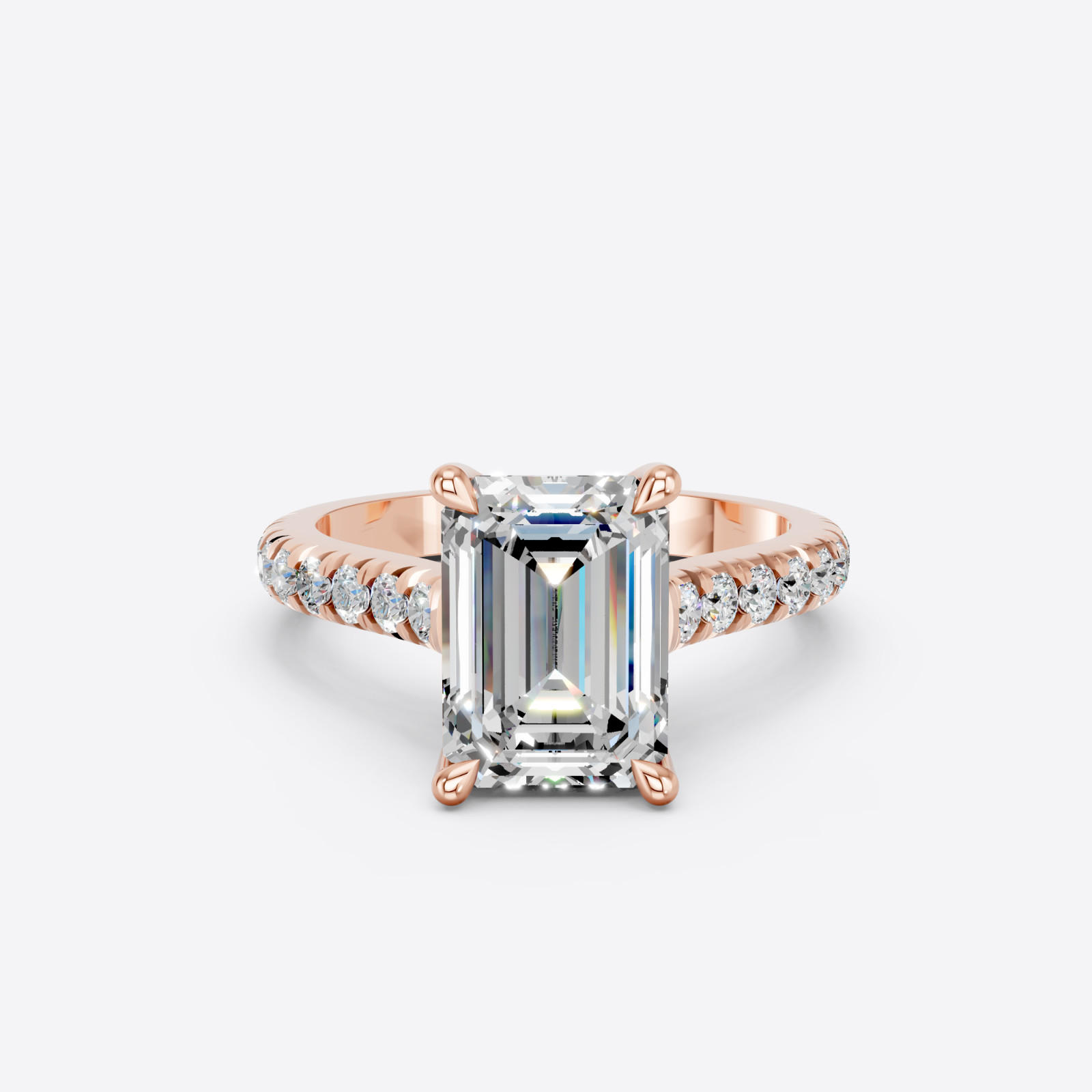 IGI 3.17 CT F VS1 Emerald Cut Lab Grown Diamond Engagement Ring 14k White Gold