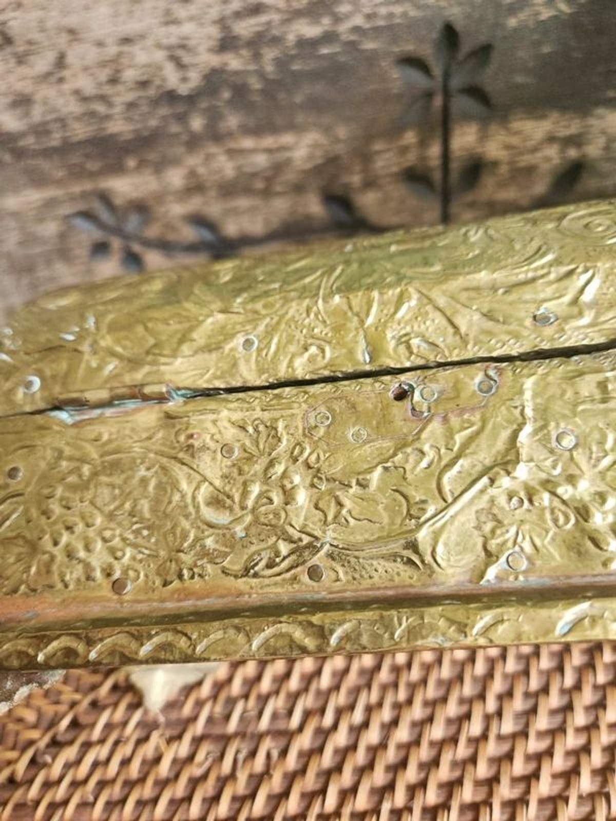 Embossed Gold Treasure Box, Jewelry Casket, Lined – handles Ornate Antique UK