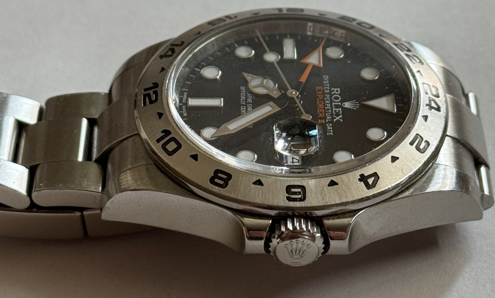 Rolex Oyster Perpetual Explorer II 216570 Mens Watch Black Box Orange Band