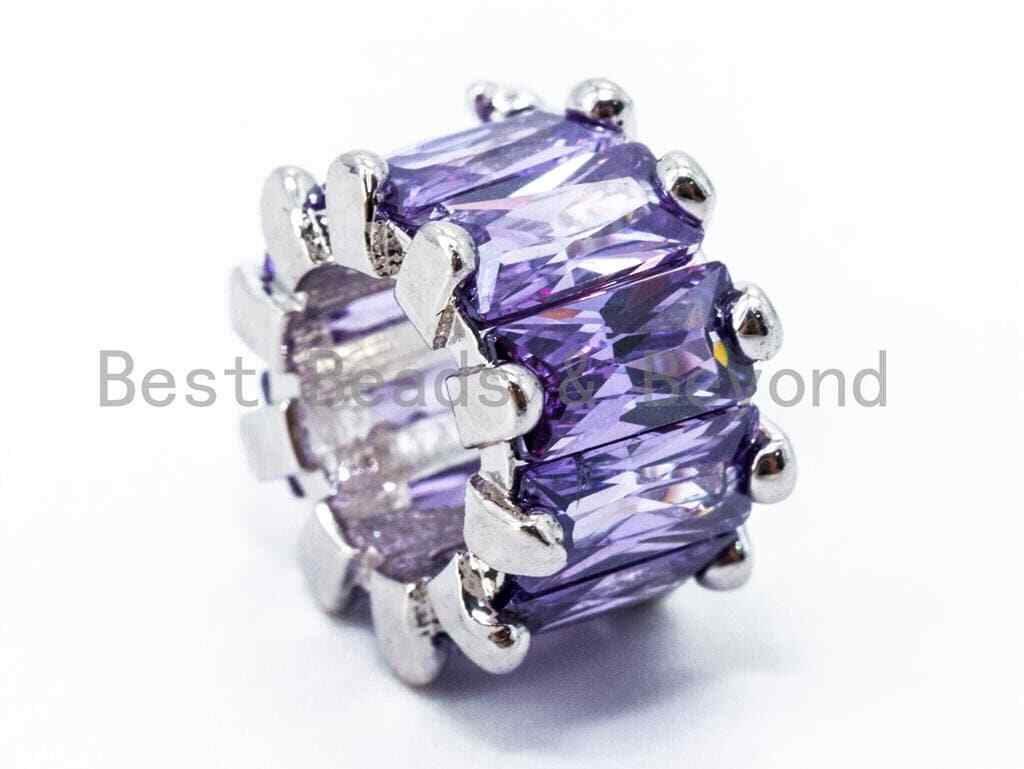 Quality Mixed Color CZ Micro Pave Tube Beads Charm for Jewelry Making, 6x10mm