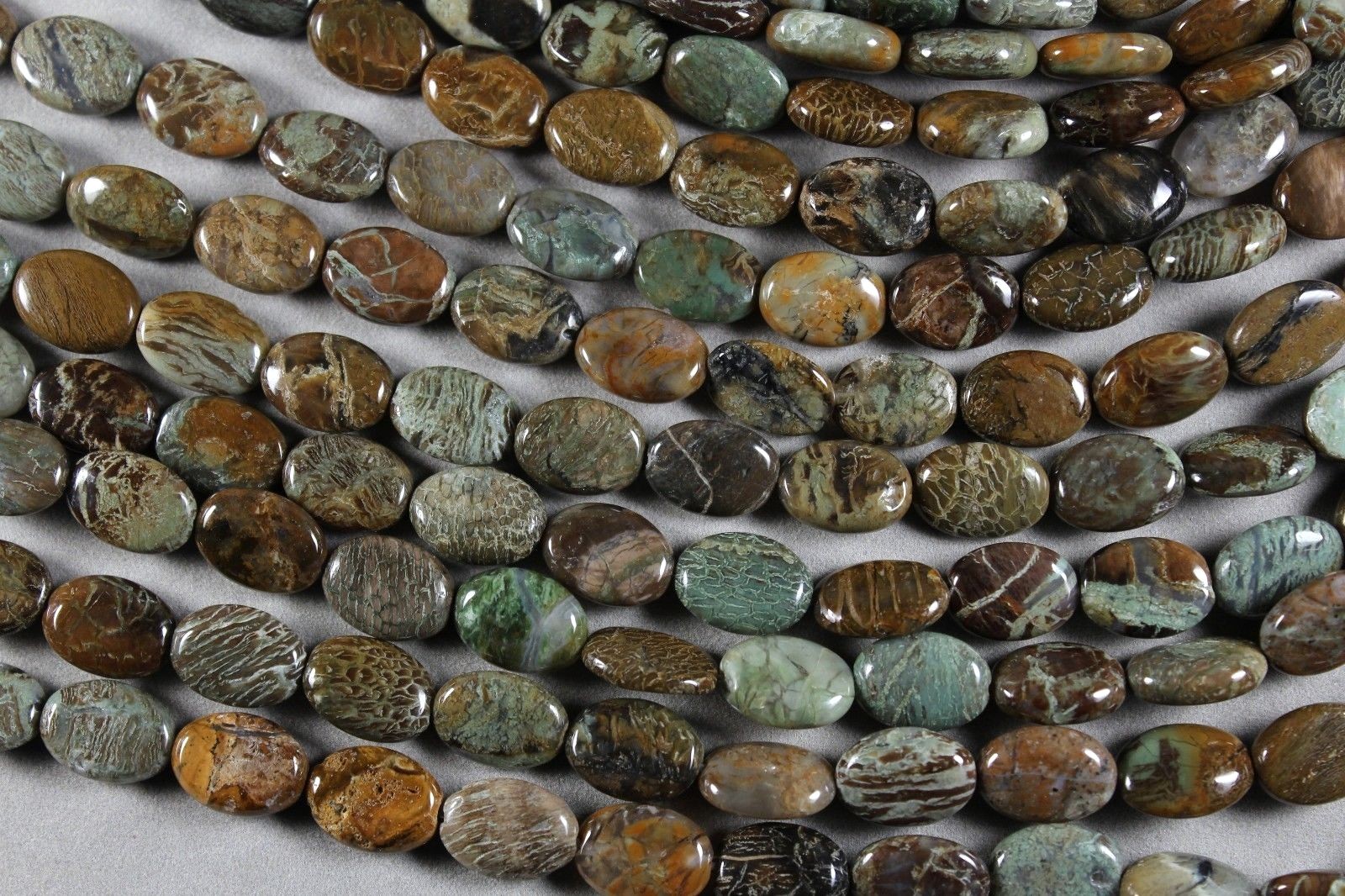 SNAKESKIN AGATE 14x10MM OVAL BEADS 15.5″ STRAND SNAKE SKIN