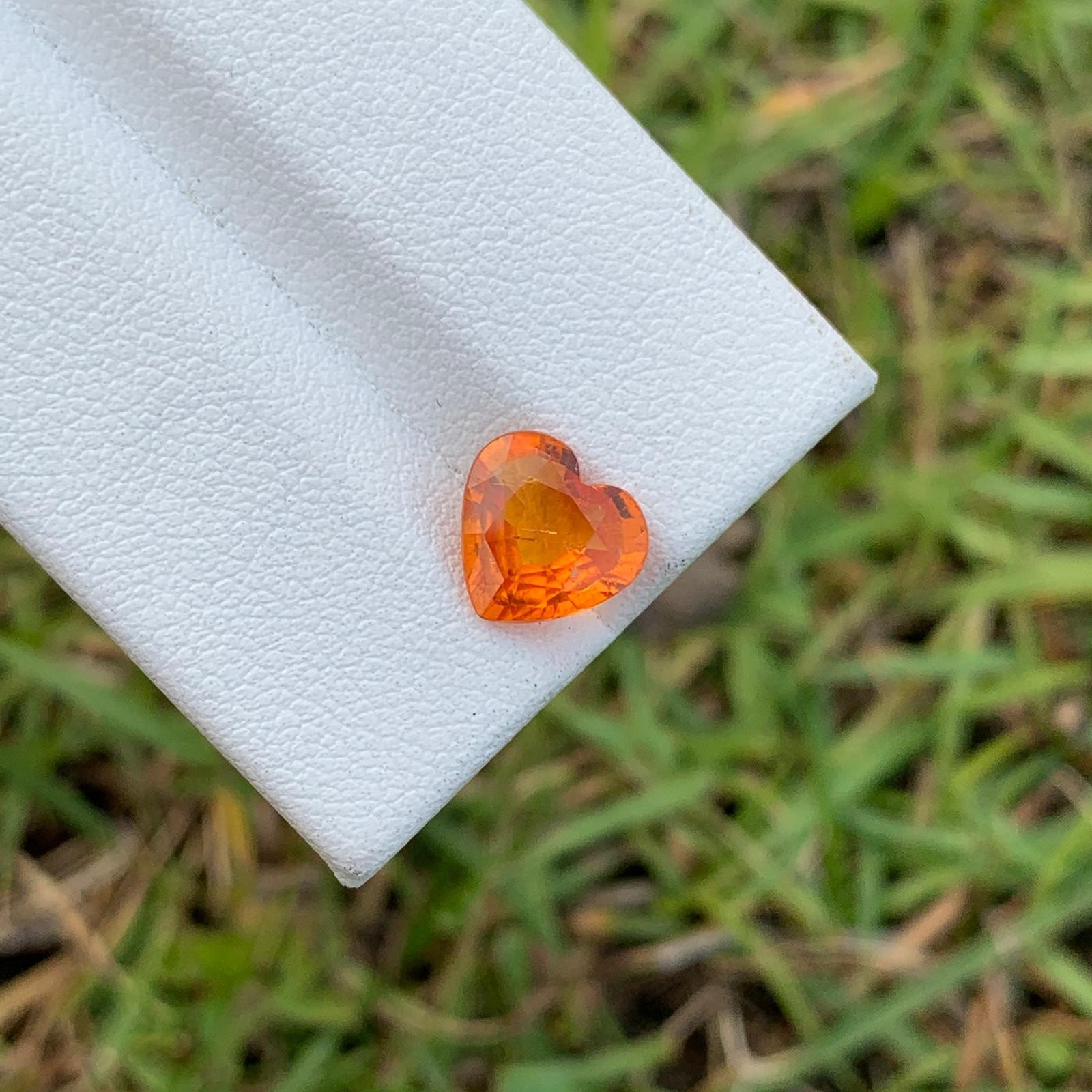 Natural Orange Garnet 2.10 Cts Heart Cut SI Clarity Loose Gemstone Tanzania