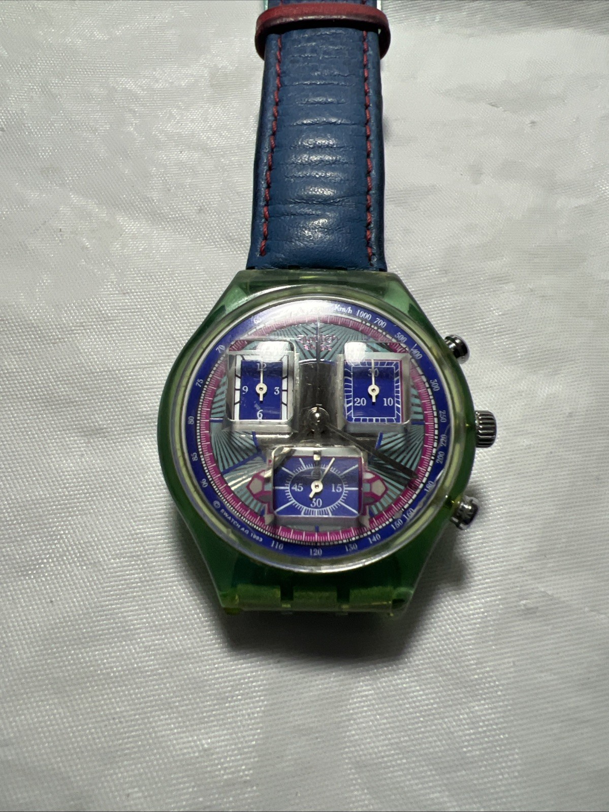 Swatch SWISS Choreograph,(ECHODECO) SCN112,37mm, joyful Purple& Green Dial Motif