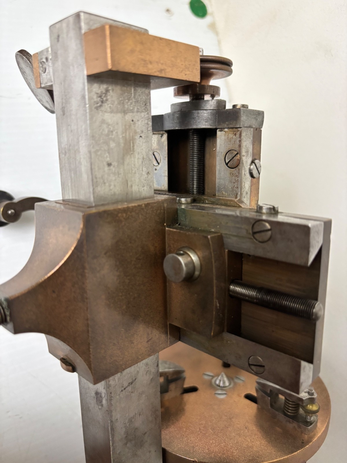 ANTIQUE BRASS AND STEEL WATCHMAKER HOROLOGY CLOCK MANDREL LATHE