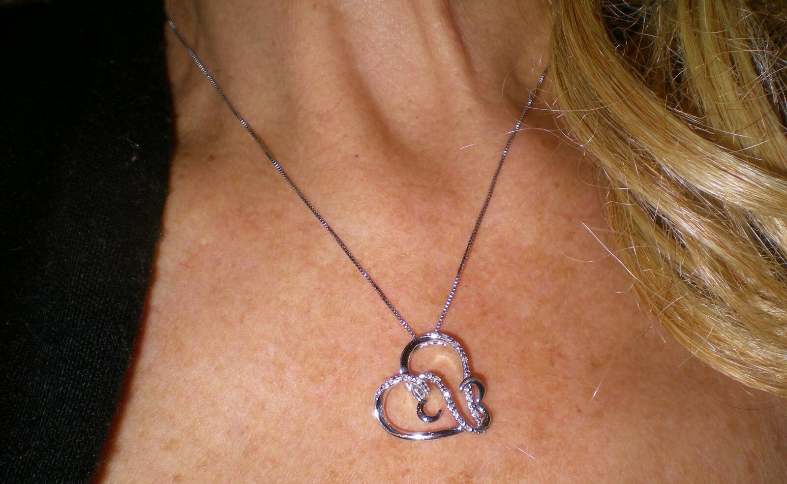 Jane Seymour Open Hearts SS Heart-Shape Diamond Accent Necklace 💎 KAY Jewelers