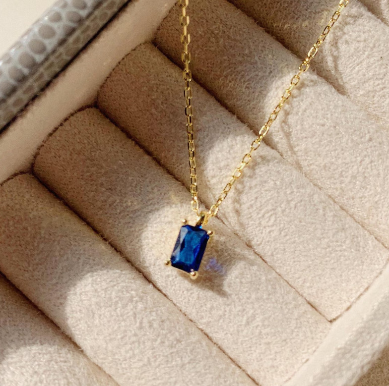 Blue Sapphire Pendant Necklace Gold Filled Sapphire Jewelry 925 Silver Necklace