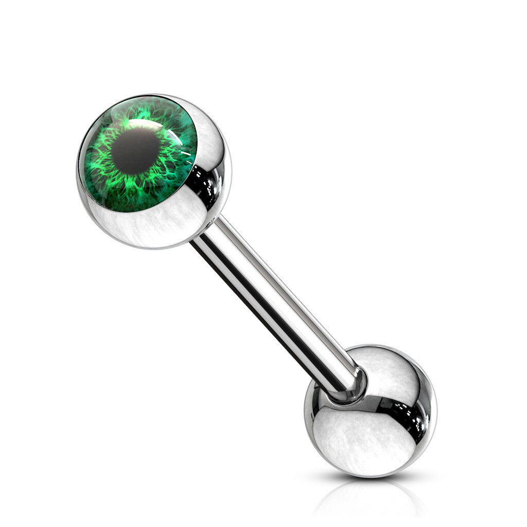 Eyeball Inlaid 316L Surgical Steel Barbells Tongue Rings 14G 5/8″