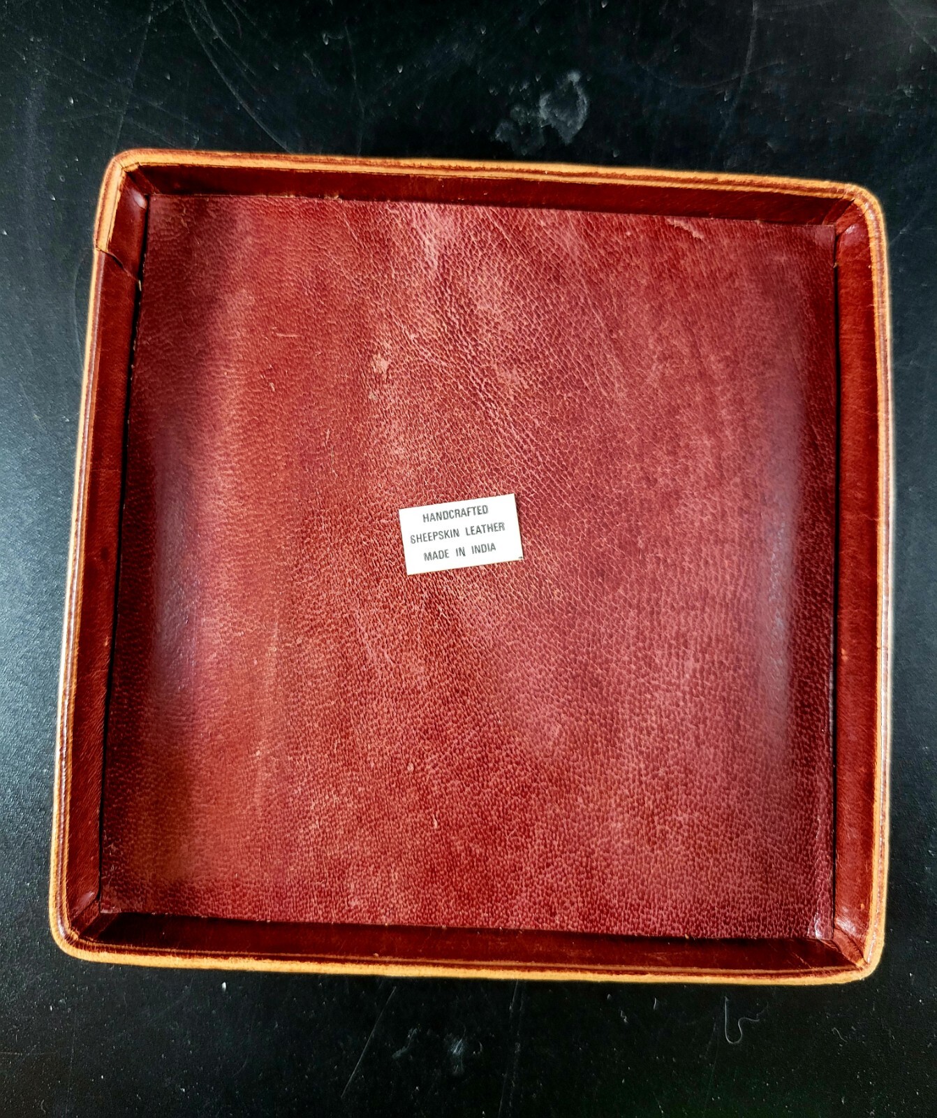 Handcrafted Sheepskin Leather Jewelry Box 4in Wide 2.8in Height