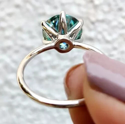 RARE 5.00 Ct Certified Round Cut Blue Treated Diamond Solitaire Ring 925 Silver