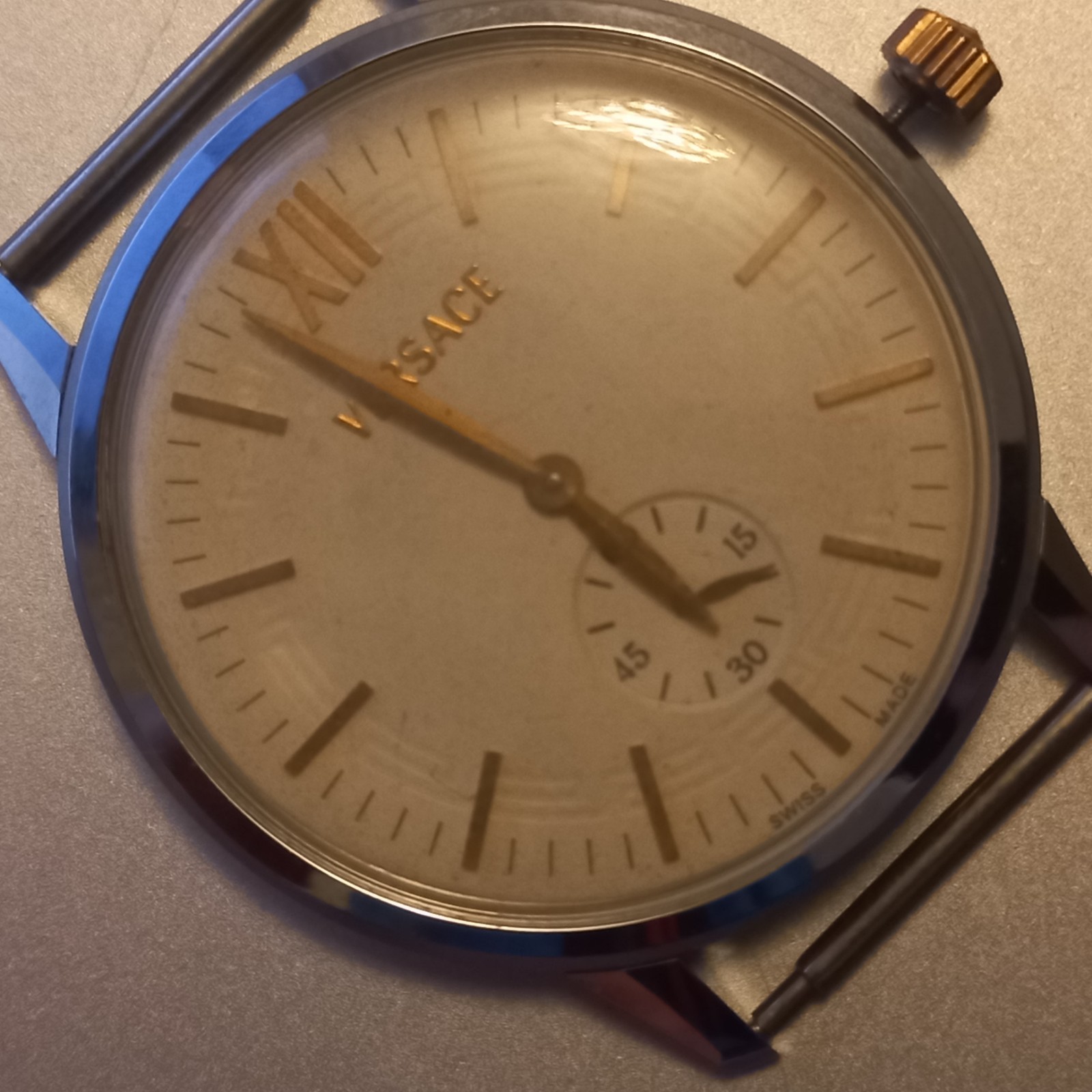 HAND WINDING VERSACE WRIST WATCH MOVEMENT DIAL CAL ETA 7001 SUB SECOND WORKING