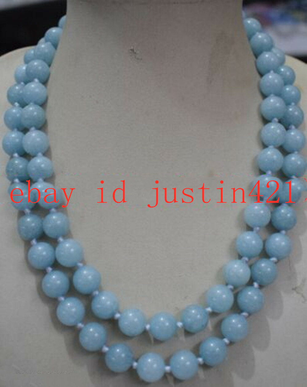 Natural 10mm Blue Amazonite Stone Gemstone Round Bead Necklace 36″AAA
