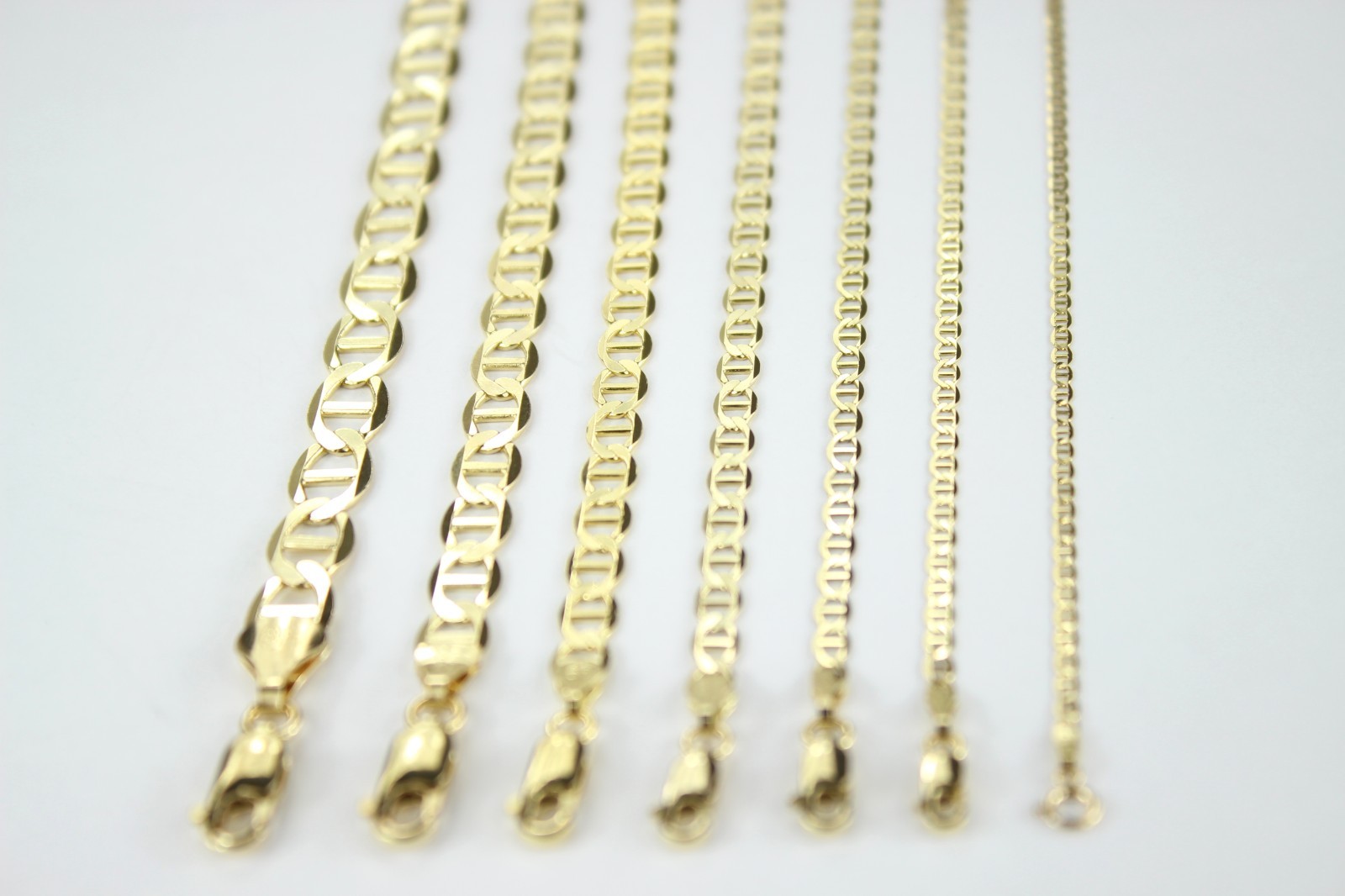 Authentic 10K Solid Yellow Gold Mariner Necklace Link Chain 2mm-7.5mm 16″~30″