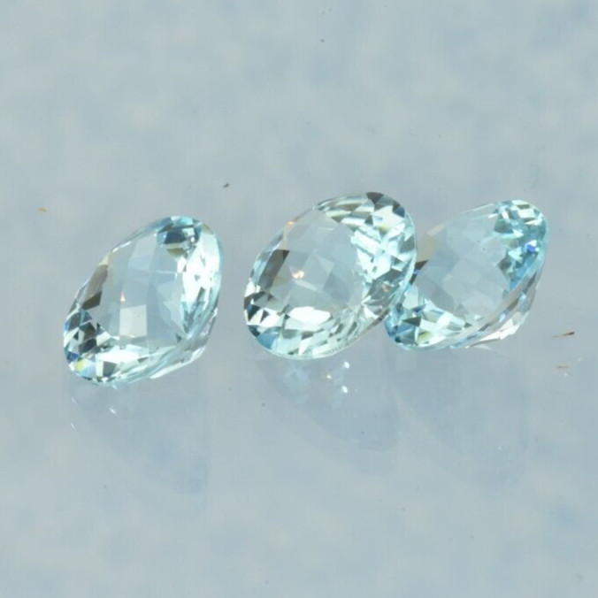 3 pieces Natural Blue Topaz Round Checkerboard Cut 15.56 ct. total 11 mm