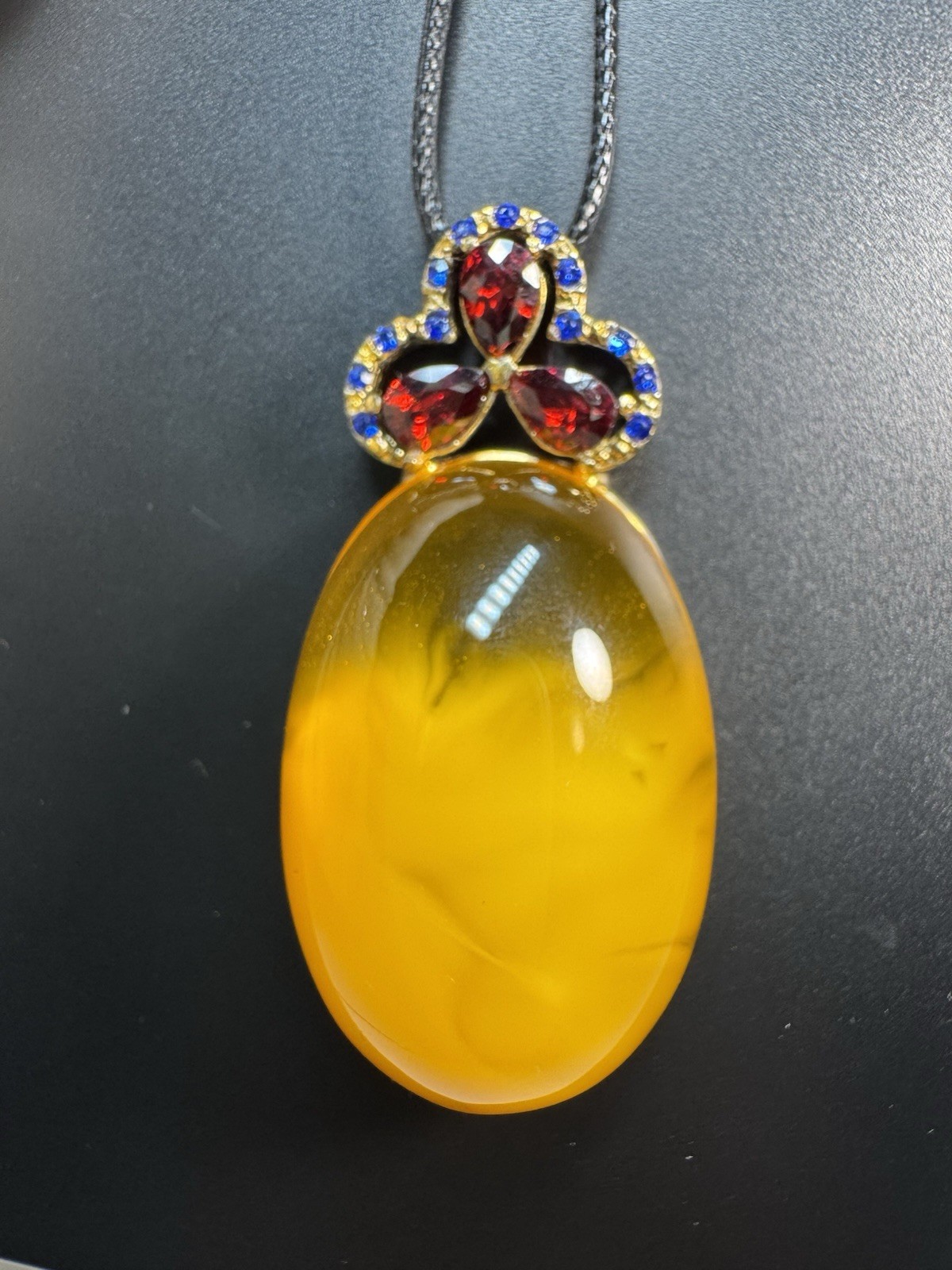 Natural Baltic Amber Pendant Butterscotch Egg Yolk in Sterling Silver 18.4g