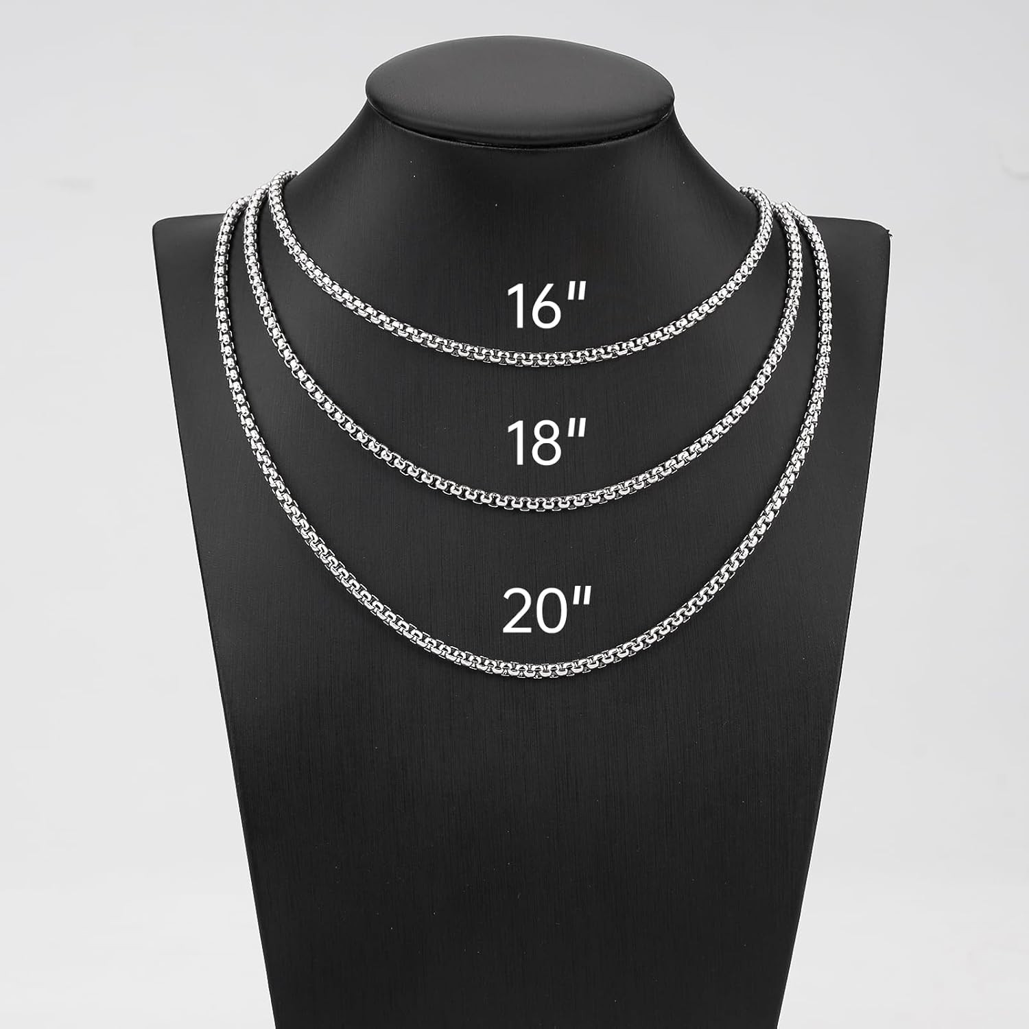 10PCS Stainless Steel Necklace Chains Bulk Square Rolo Chain Necklaces for Men a