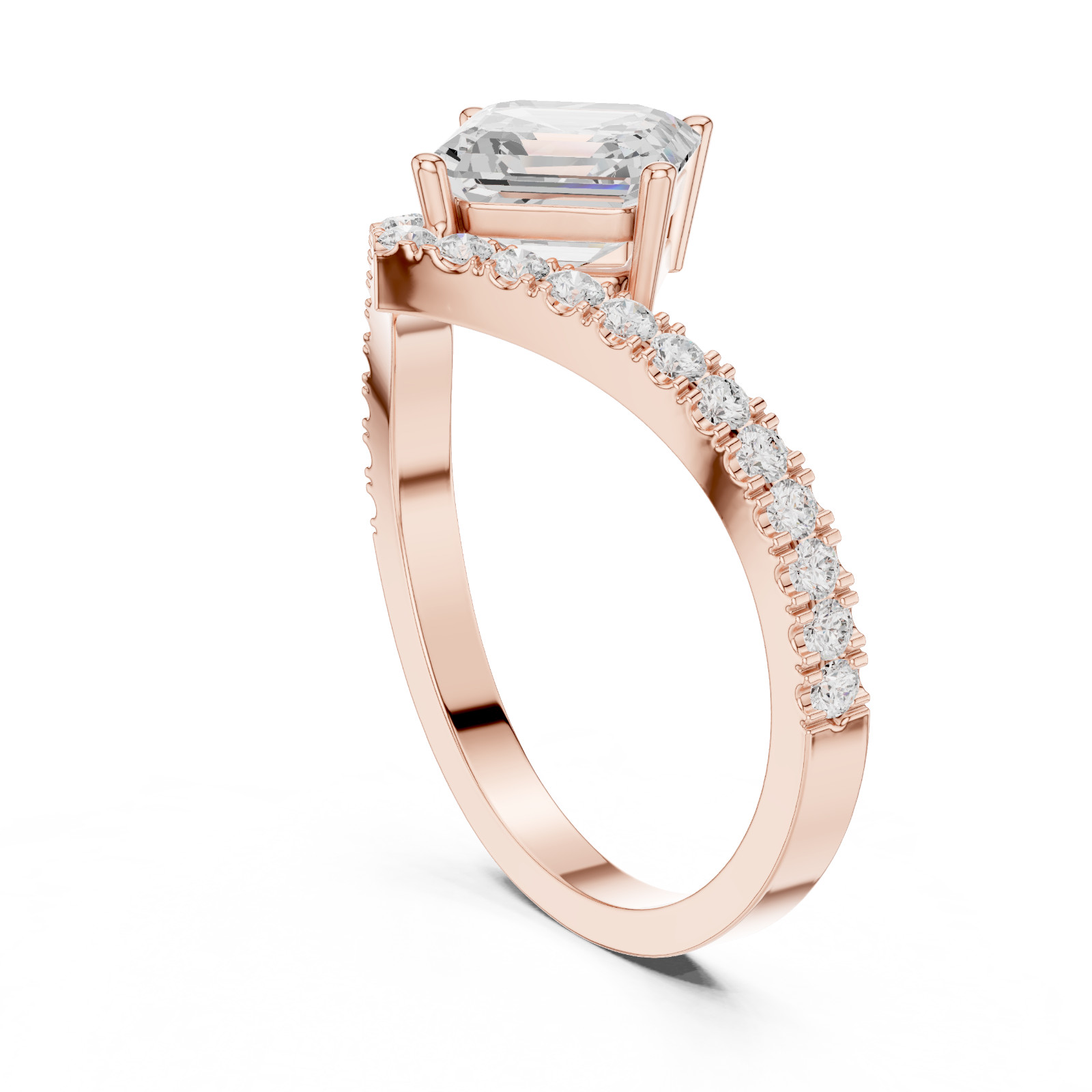 Asscher Certified 1.2 Ct Lab Grown Diamond Promise Engagement Ring 14K Gold Over