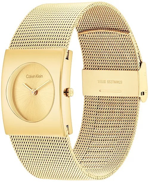 Calvin Klein Women’s Pulse Gold-Tone Stainless Steel Mesh Watch 26.40mm $150