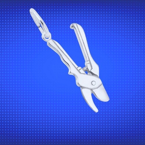Sterling Silver Pruning Shears Charm ( 7mm x 19mm)