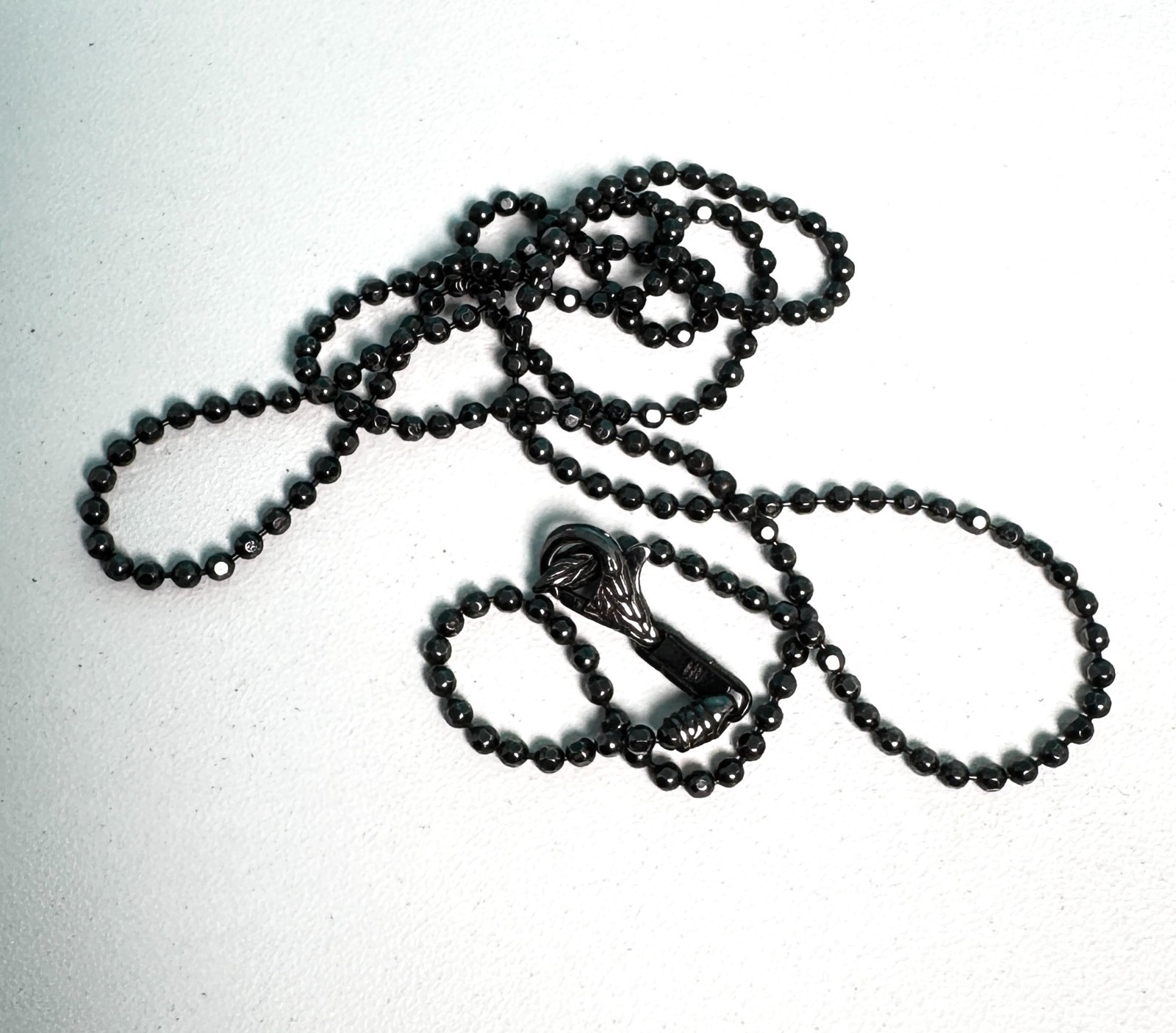 John Hardy 2mm Ball Chain Necklace Sterling Silver with Black Rhodium – 22in