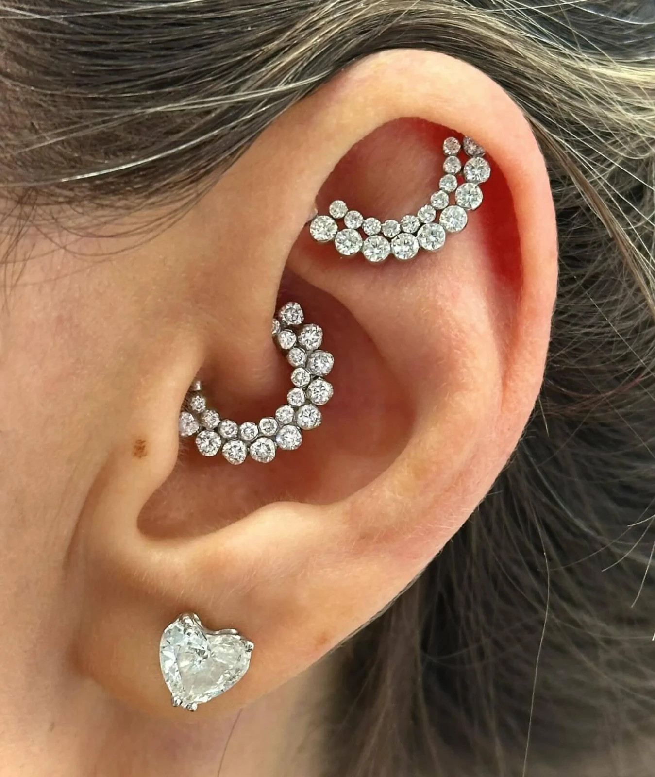 Crescent Moissanite Curve Helix Cartilage Stud 925 Sterling Silver