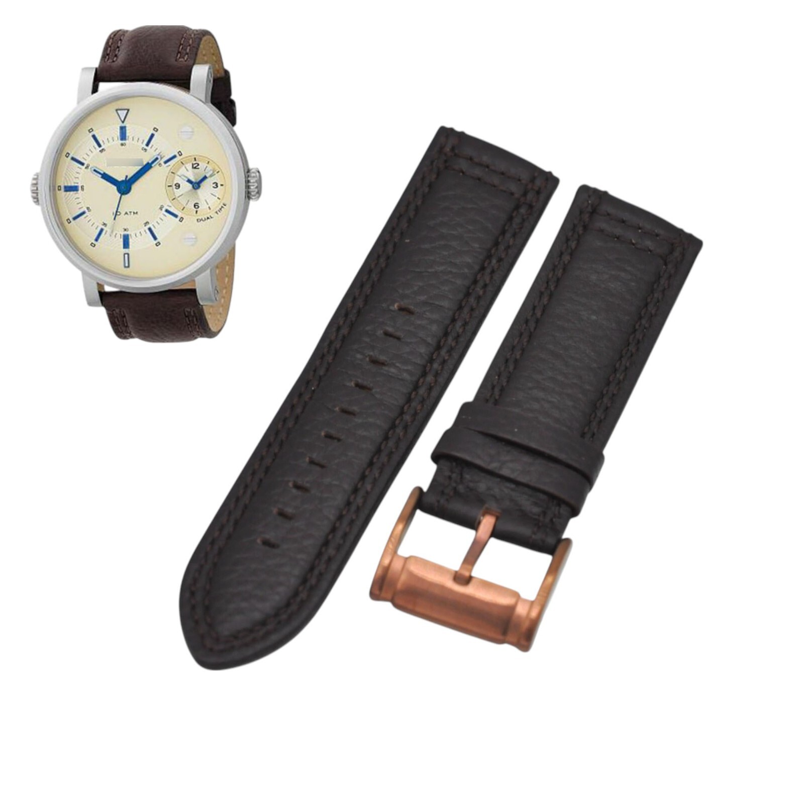 FS4338 24mm Dark Brown Leather Watch Strap For Fossil