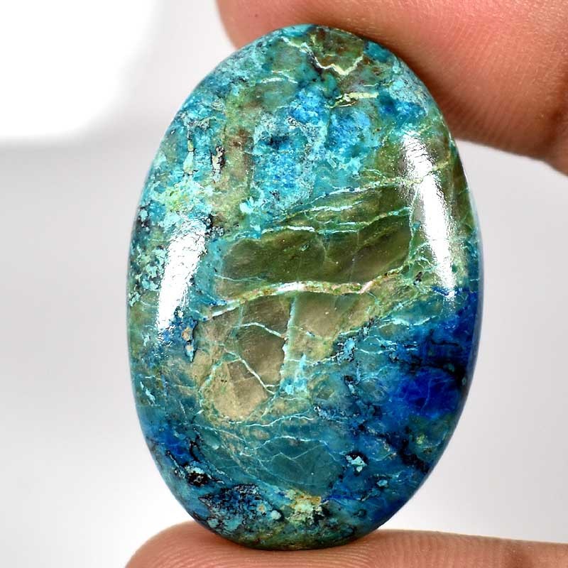 46.35Cts. Natural Azurite Oval Cabochon Gemstones 24mm. 35mm. 06mm.