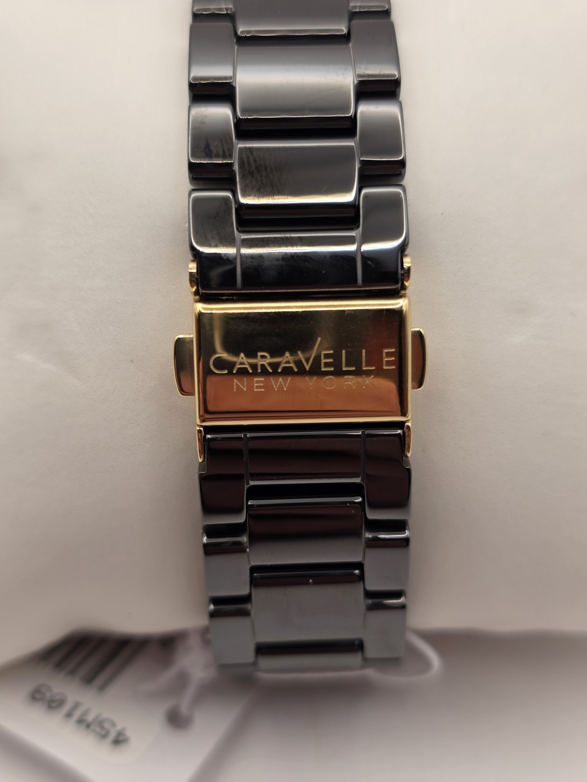 Caravelle by Bulova New York Black/Gold Steel 37mm Watch 45M109