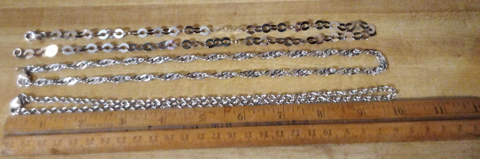 3 BRONZE MILOR Chain Necklace LOT 20″ ITALY SHINY Silver Signd Diff link Jewelry